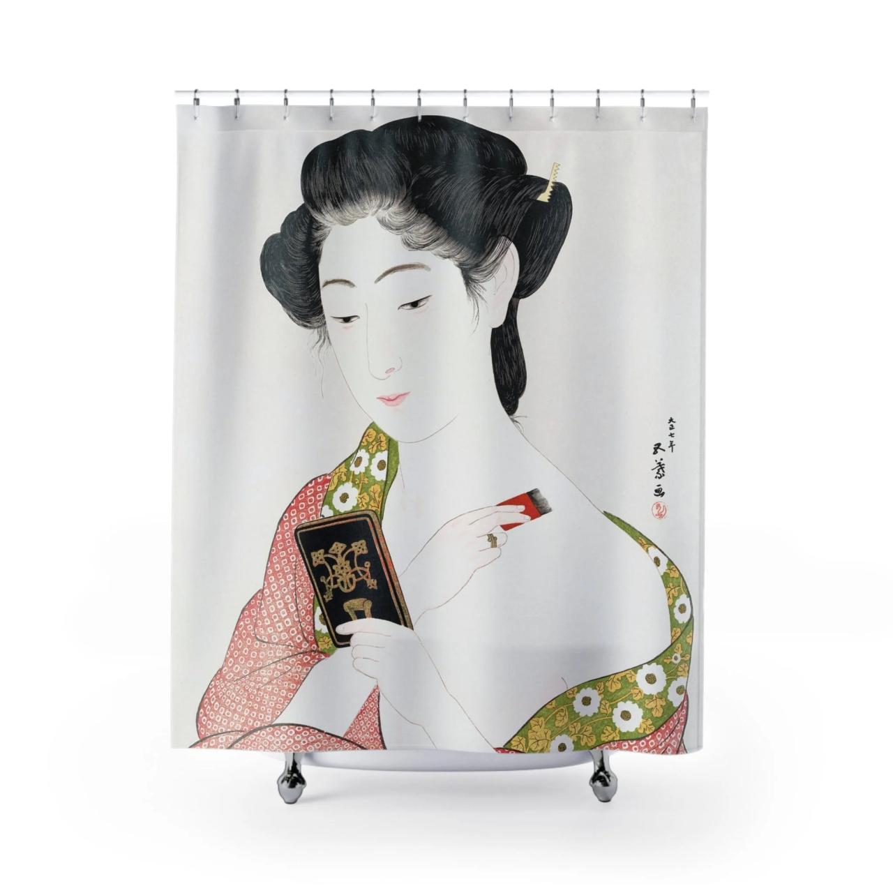 Japanese Aesthetic Shower Curtain | Applying Powder Bathroom Decor – Public Art Garden Japanese Aesthetic Shower Curtain | Applying Powder Bathroom Decor – Public Art Garden